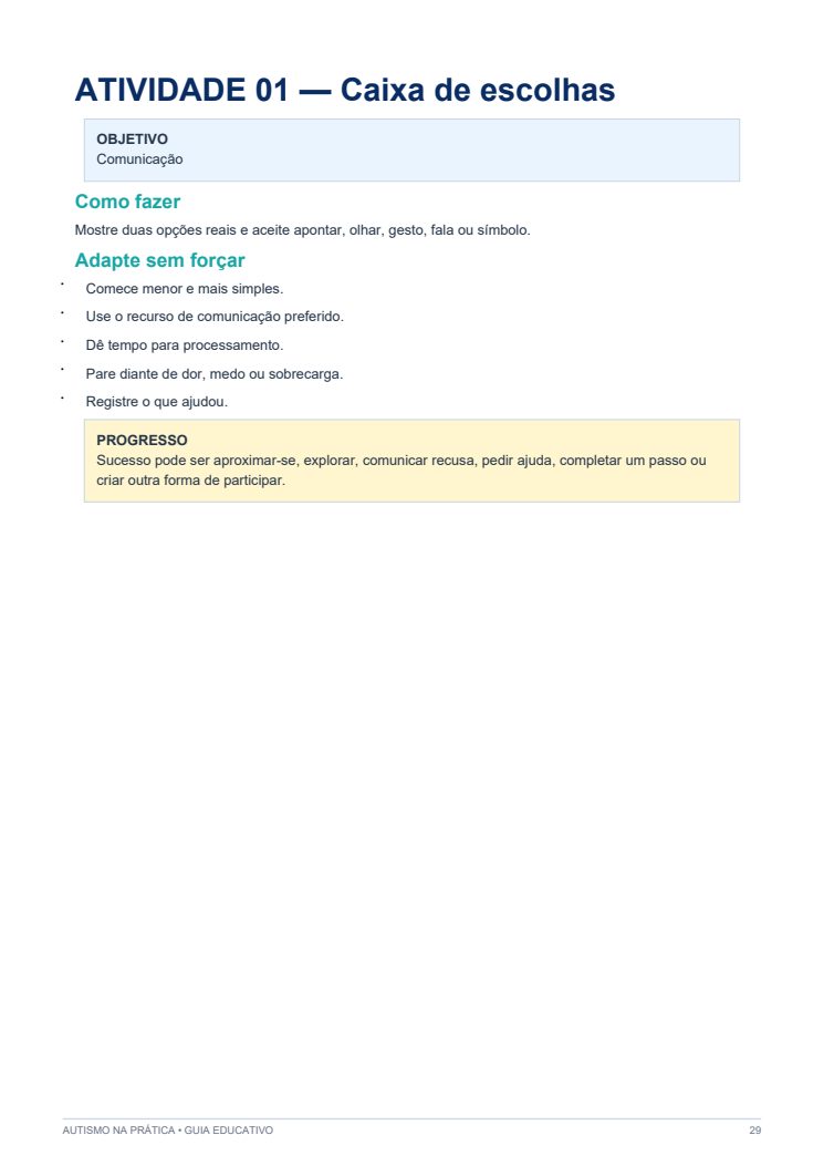 Atividade Caixa de escolhas