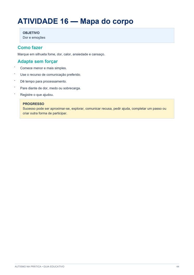 Página de atividade do e-book
